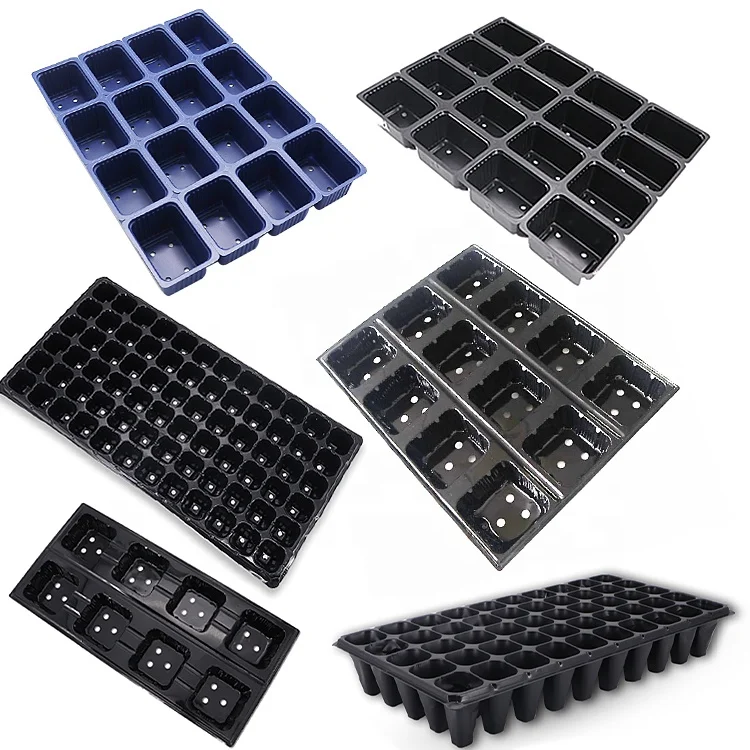 8/12/16/50/72/108/128/200 Cells/No Holes Plastic Seeding Trays Gardening Trays Seed Starter Pellets Seeds Tray
