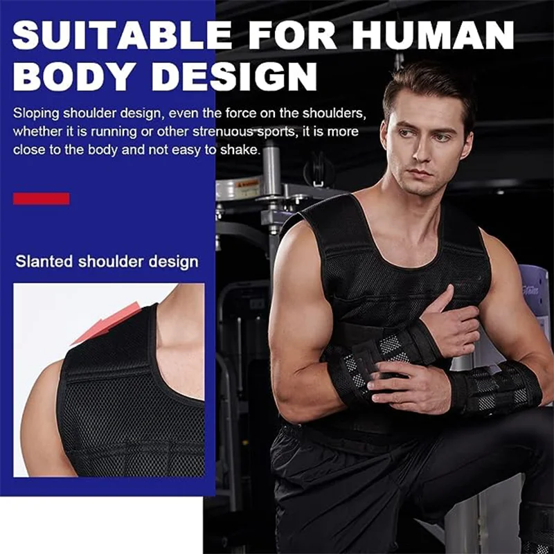 10~50KG Adjustable Strength Steel Jacket Waistcoat Breathable Quick Release Fitness Body Training Vest for Running Weighted Vest