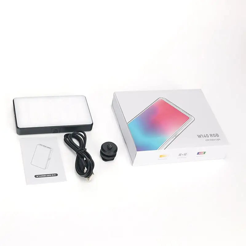 W140RGB Portable Video Conference Lighting Kit Photographic Mini On-Camera RGB LED Fill Light for Youtube Vlog