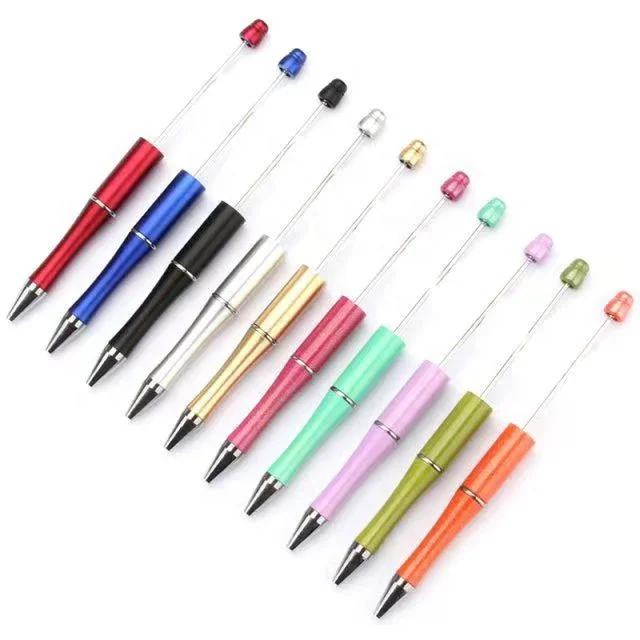 Silicone focal beads ballpoint plastic pens DIY beadable creative add silicone beads blank ballpoint pen