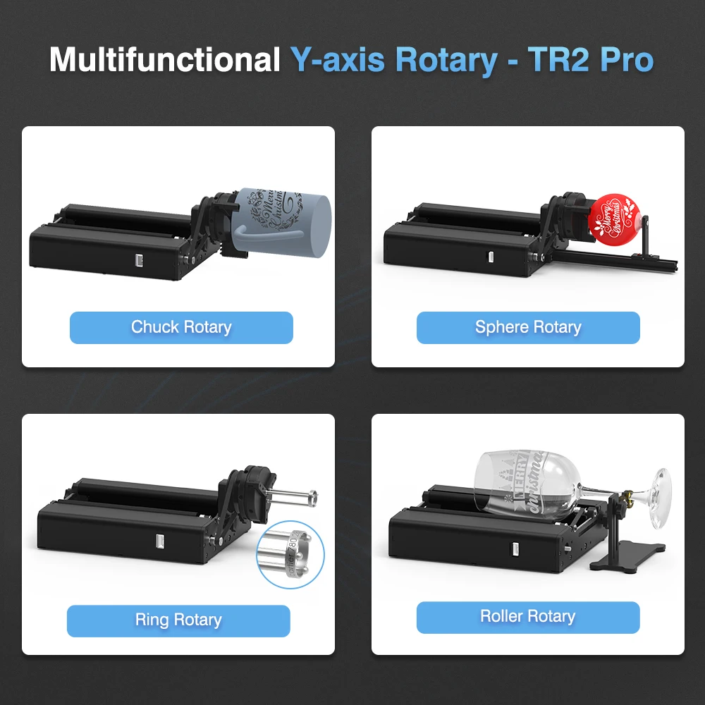 TWOTREES 4-in-1 Y-axis Rotary Roller, Laser Rotary Roller Engraving Module for Laser Marking for Engraving Cylindrical Objects