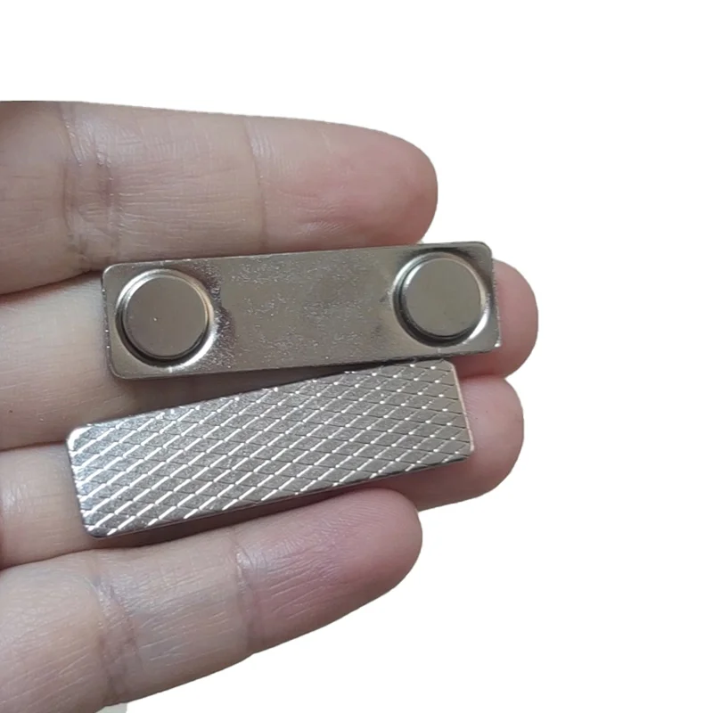 Steel Plate Two Magnets Inside Metal Magnetic Name Tag Name Badge