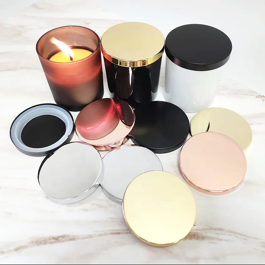 Hot Selling Metal Candle Lids Covers Supplier Shiny Gold Silver Black Sealed Metal Flat Lid Candle Glass Jar Lid