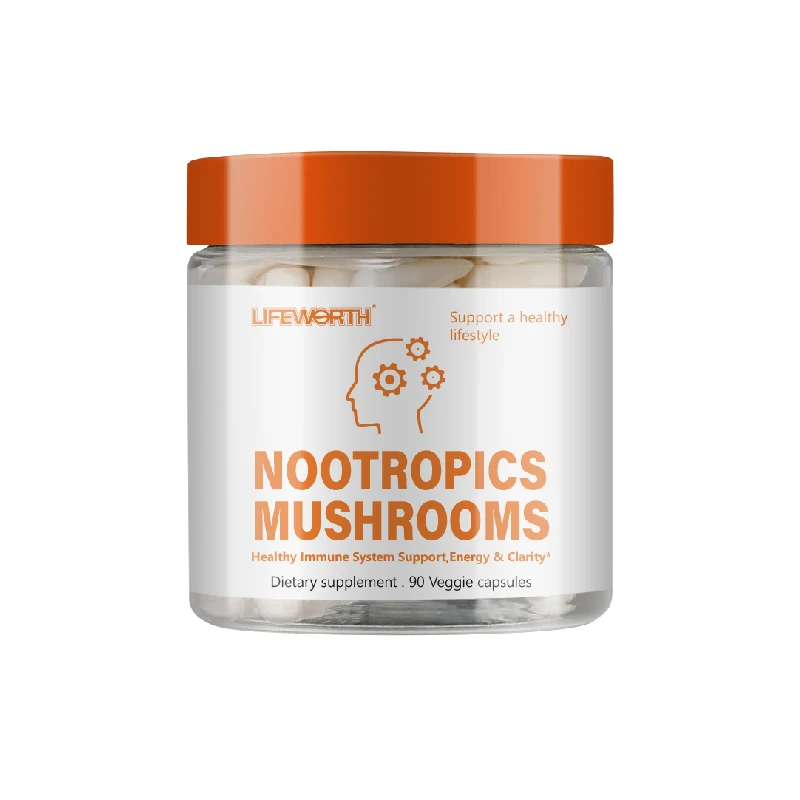 Lifeworth Nootropics brain supplement capsules Theanine Vegan Premium Lions Mane Organic Mushroom capsules Brain Supplement
