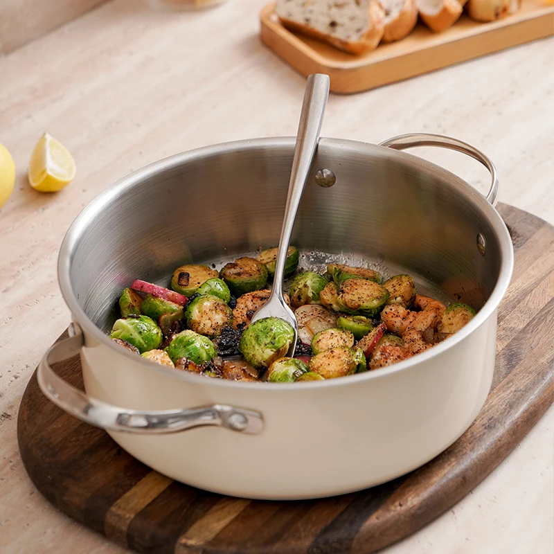 Pure Cook new arrived in stock color steel green stainless steel non stick cooking soup pots saucepan casserole cookware set