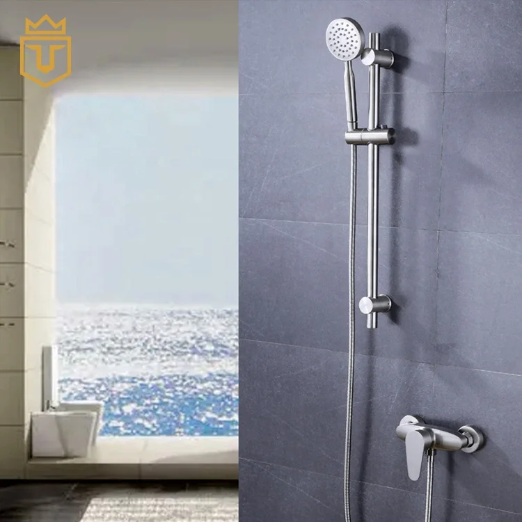 SS Bath Shower Mixer Set with Slide Bar