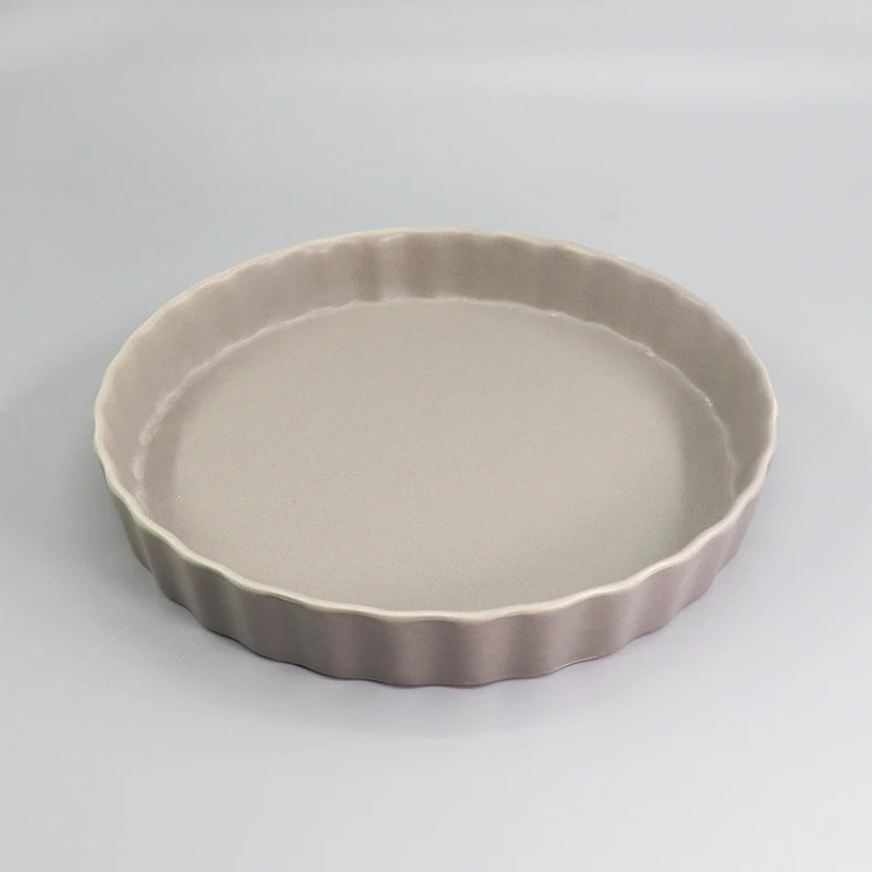 Custom 9 inch Round Ceramic Cake Baking Pie Plate Oven Safe Bakeware