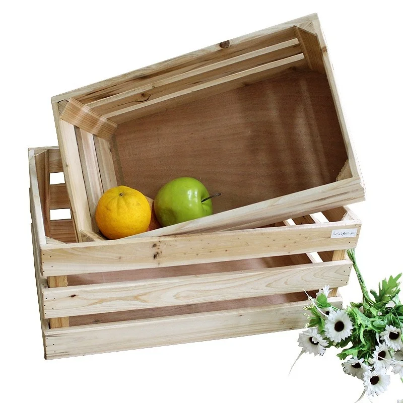 
Wholesale handmade pine wooden gift crates unfinished product;Vegetable Fruit wine packing box Book storage crate 
