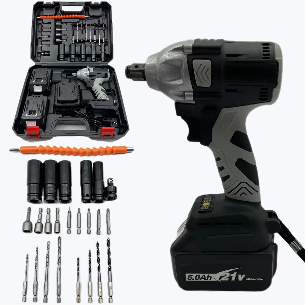 21V cordless impact wrench 1/2 inch strong motor electric wrench with work light