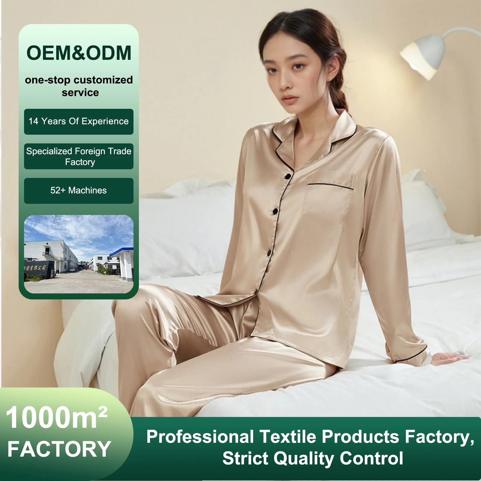 Factory Direct Sale Imitated Silk Satin Pajamas Set Long Sleeve Autumn Sleepwear Loungwear Two Piece Set Robes for Woman