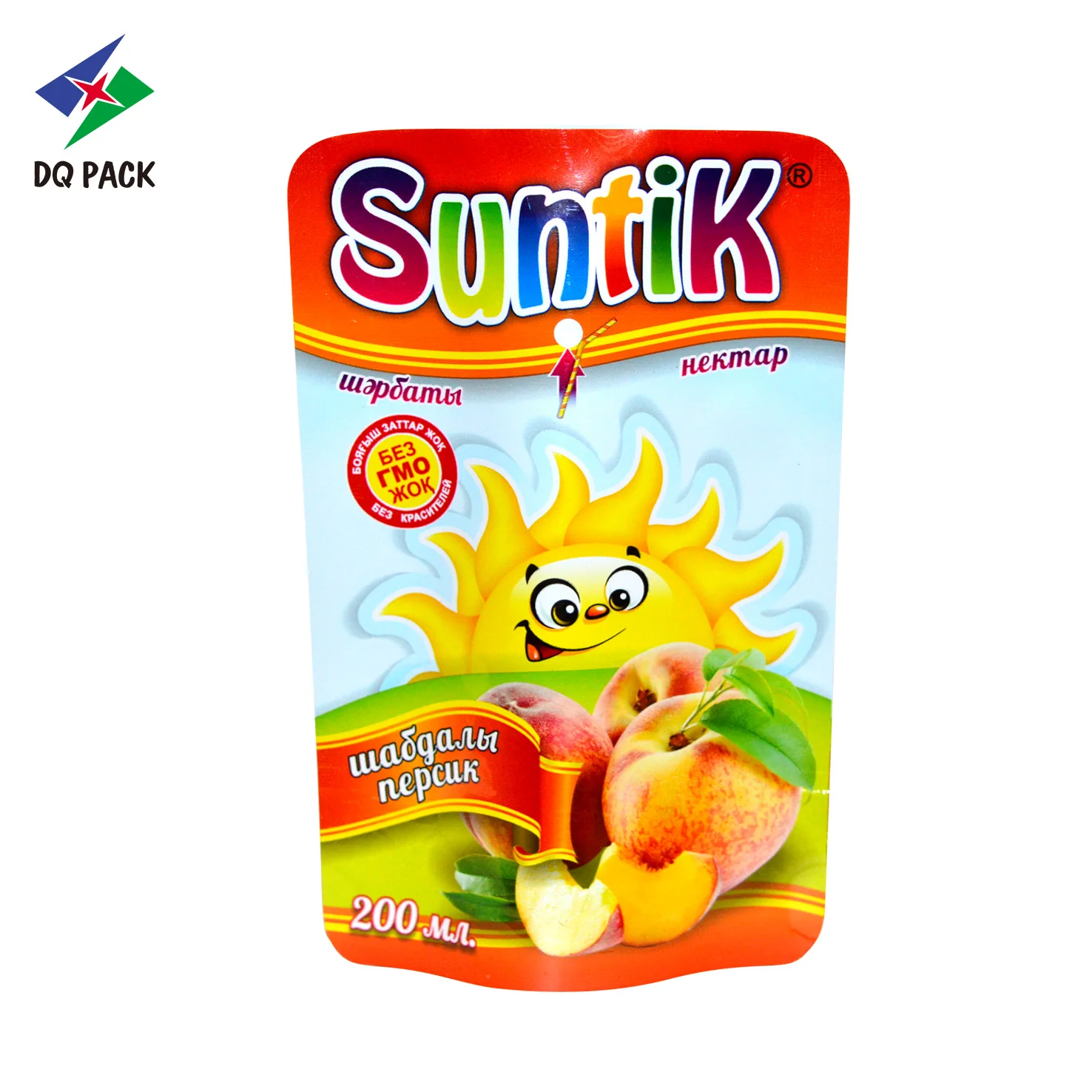 DQ PACK Custom Design Kid Juice Drink Beverage Packaging bag with straw hole