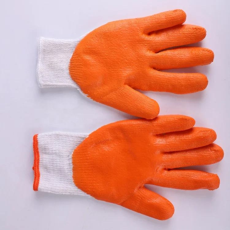 10 gauge garden grey cotton knitted crinkle latex coated safety work gloves of manufacturer