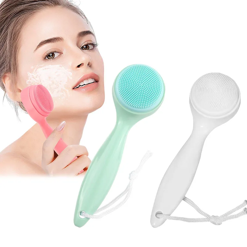 Portable Food Grade Silicone face brush cleanser Skin Exfoliating Blackhead Facial Cleansing Scrubber Soft Bristles Brushes
