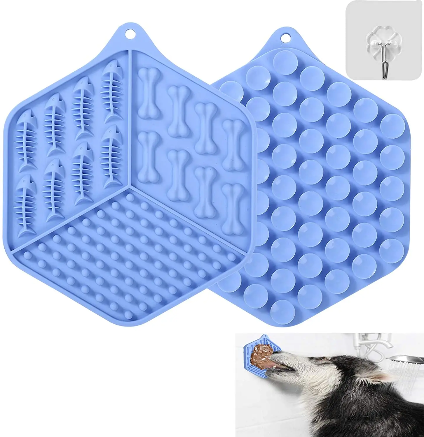 Hecion Slow Feeder Large Pet Food Plates Grooming Mat Dog Lick Pad for Pet Food, Treats and Anxiety Reduction