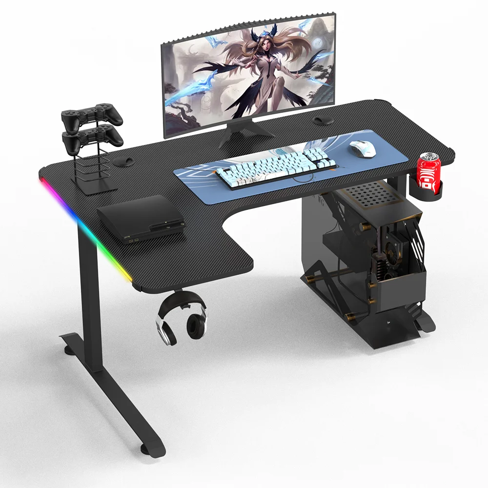 Beisijie Free Sample Gaming Desk L Shaped Gaming Desk Gamer Computer Gaming  Table With RGB