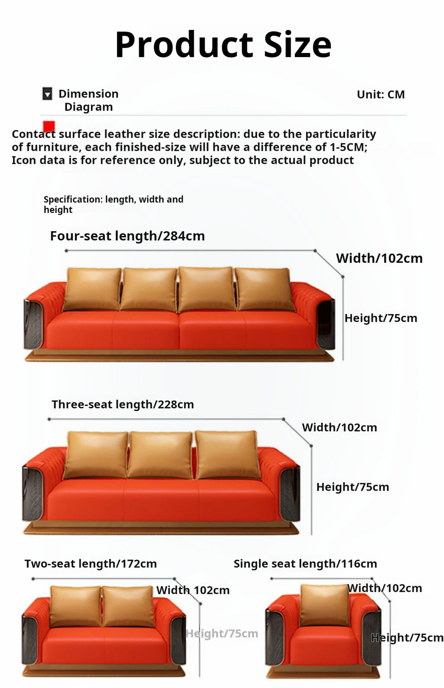 Luxury Living Room Sofa Set with Armrest Italian Style