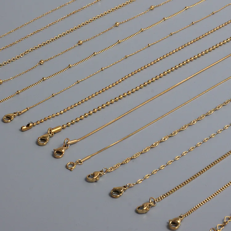 SSeeSY bulk bead ladies twisted chain18k gold plated stainless steel box custom long snake necklace chain necklace for women