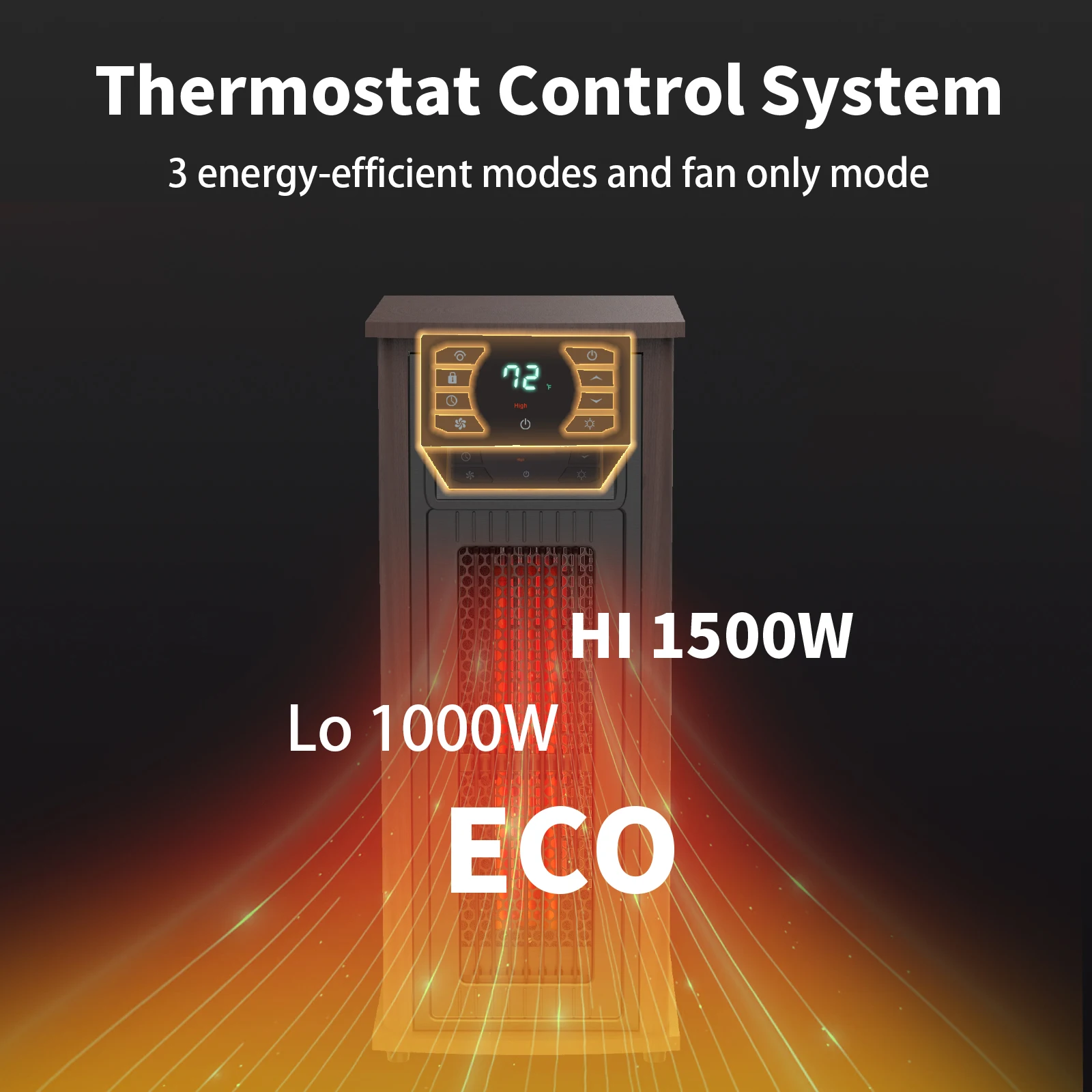 Portable 1000W 1500W Space Warmer Indoor Heating infrared wood tower heater with Remote control