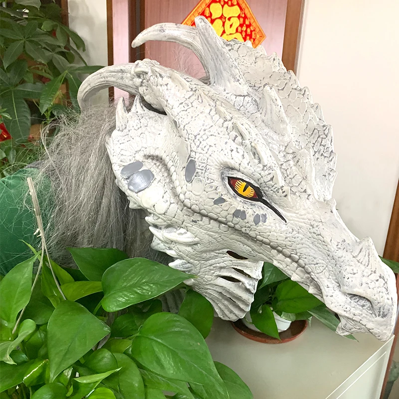 Arctic Dragon Premiere Full Latex Halloween Beast Costume Mask Custom Logo Horror Mask for Cosplay Dress up