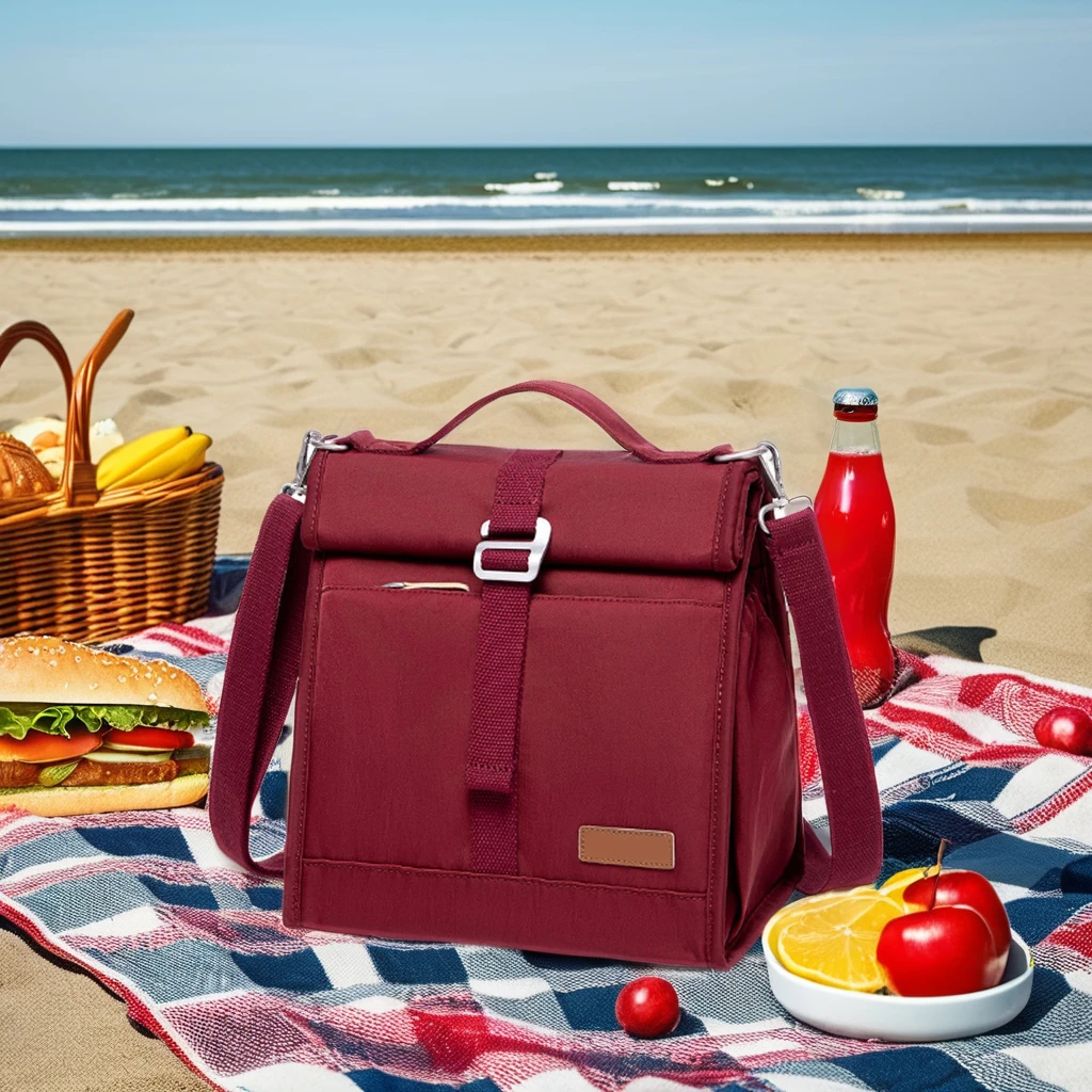 2024 Hot Sale Japanese style Custom Simple Character Letter  Portable Canvas Lunch Bag With Lunch Bento Bag Cooler Bag