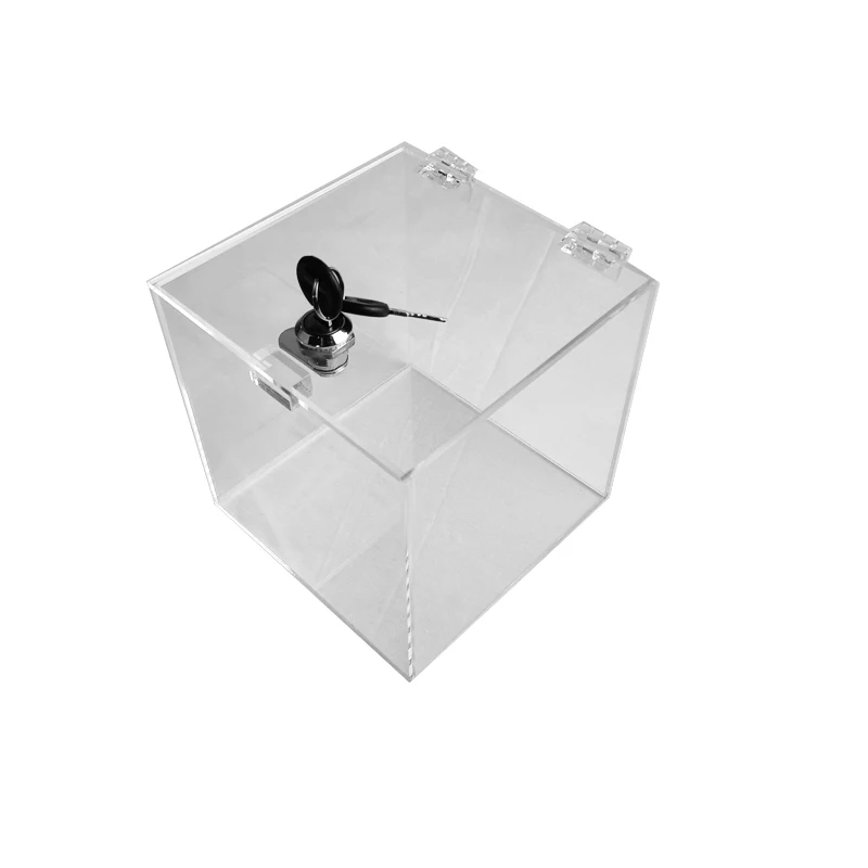 Home storage box Acrylic Square collection case transparent with lid and lock