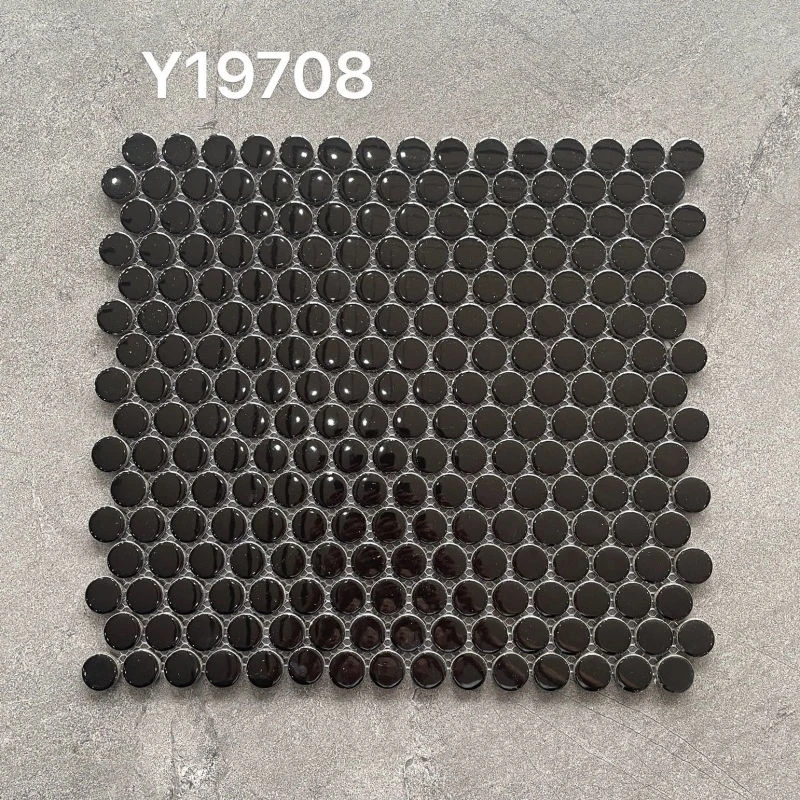 high quality penny round mosaic for hotel super white glossy glazed porcelain mosaic wall tile