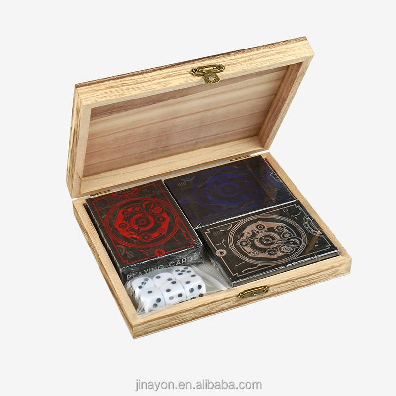 Wood Card box Poker Playing Cards Decks with Wooden Box