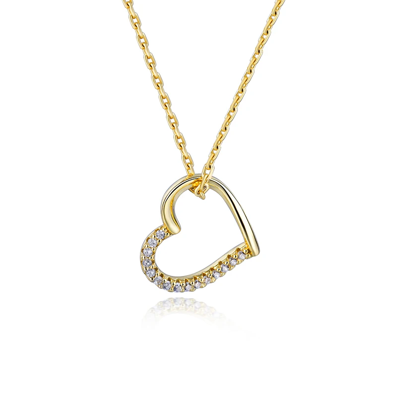 Hot sale 18k gold plated heart pendant necklace heart zircon necklace