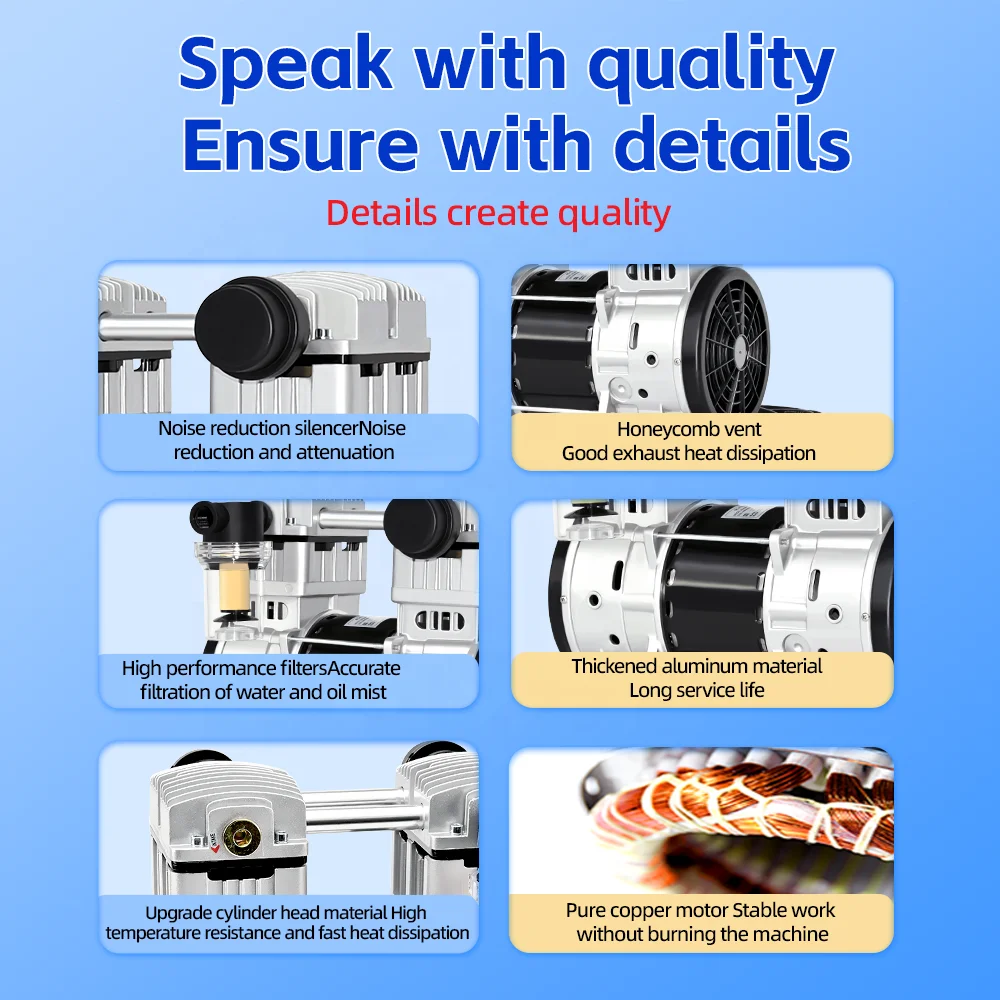 FVN-180V 220V 600W 160L/min -91KPa Industrial Electric Oil Free Piston Air Pressure Vacuum Pump With 20L Air Pressure Tank