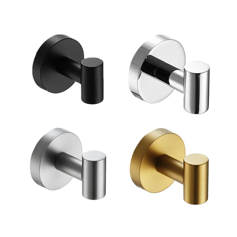
Cheap 304 Stainless Steel Metal Bathroom Brushed Wall Round Bag Towel Hanger Racks Bath Clothes Robe Coat Hooks 