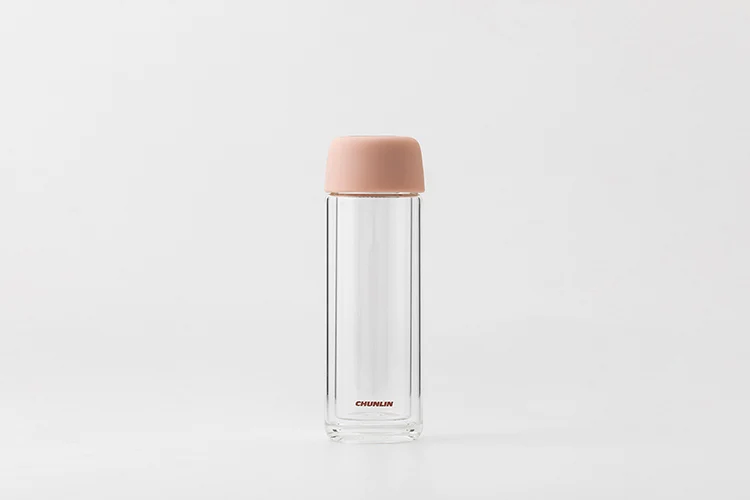 
360 ml double bottle glass, Customised logo double glass tea bottle 