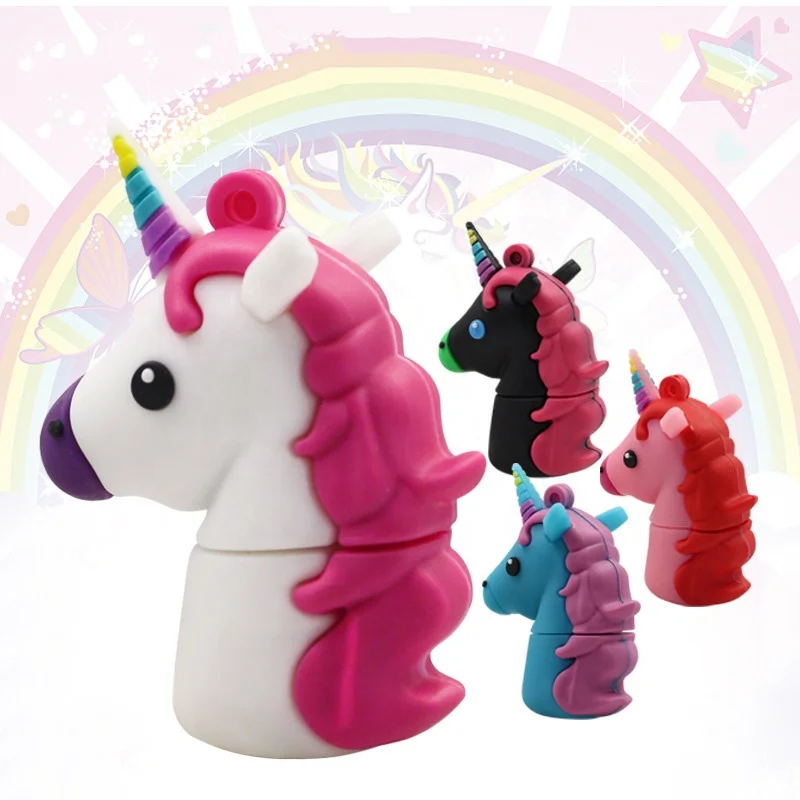 Promotional gifts cartoon pvc unicorn shape custom 4gb usb flash drive