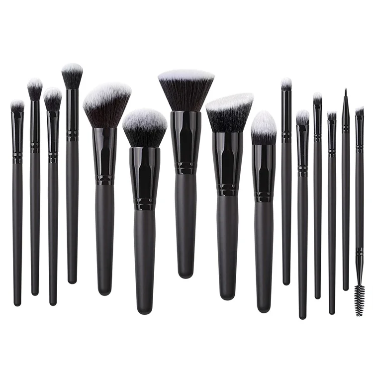 15pcs Pcs Private Label Face Synthetic Black Brush Makeup Set Professional