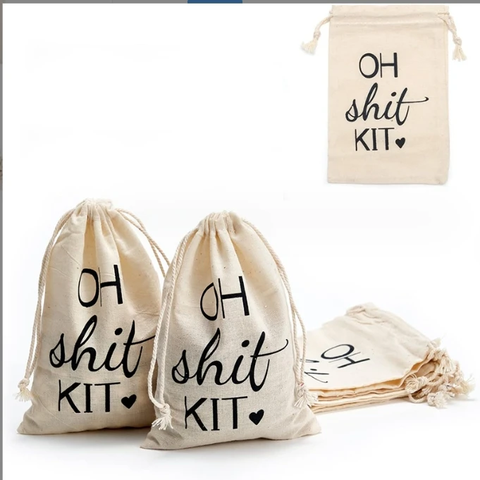Wedding Hangover Kit Bags Lipstick jewelry bag oh shit kit Cotton Drawstring Bags