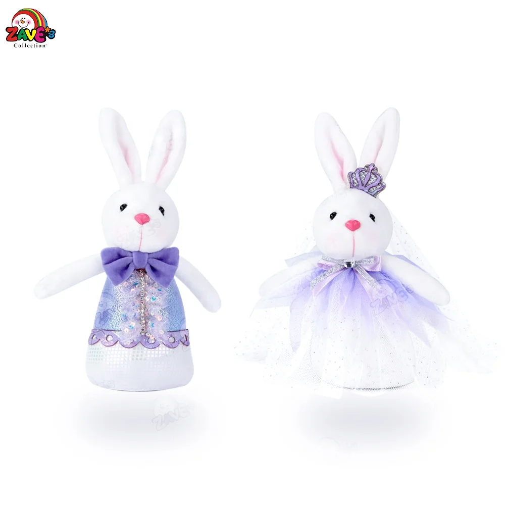 Zaves Valentine Wedding Bunny Dolls in Violet Princess dress  Party Table Centerpiece Ornament for Outdoor Dinning Party favor