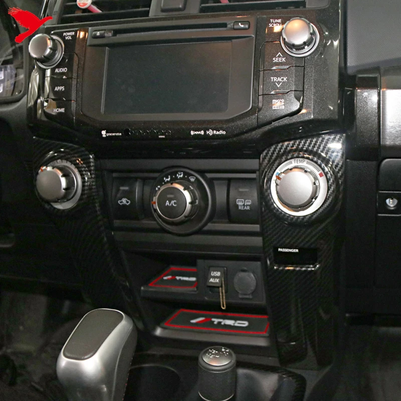 For Toyota 4Runner (N280) 2014-2024 Car Interior Accessories Center Console Strip Cover Molding Trim ABS Carbon Fiber Style 2PCS