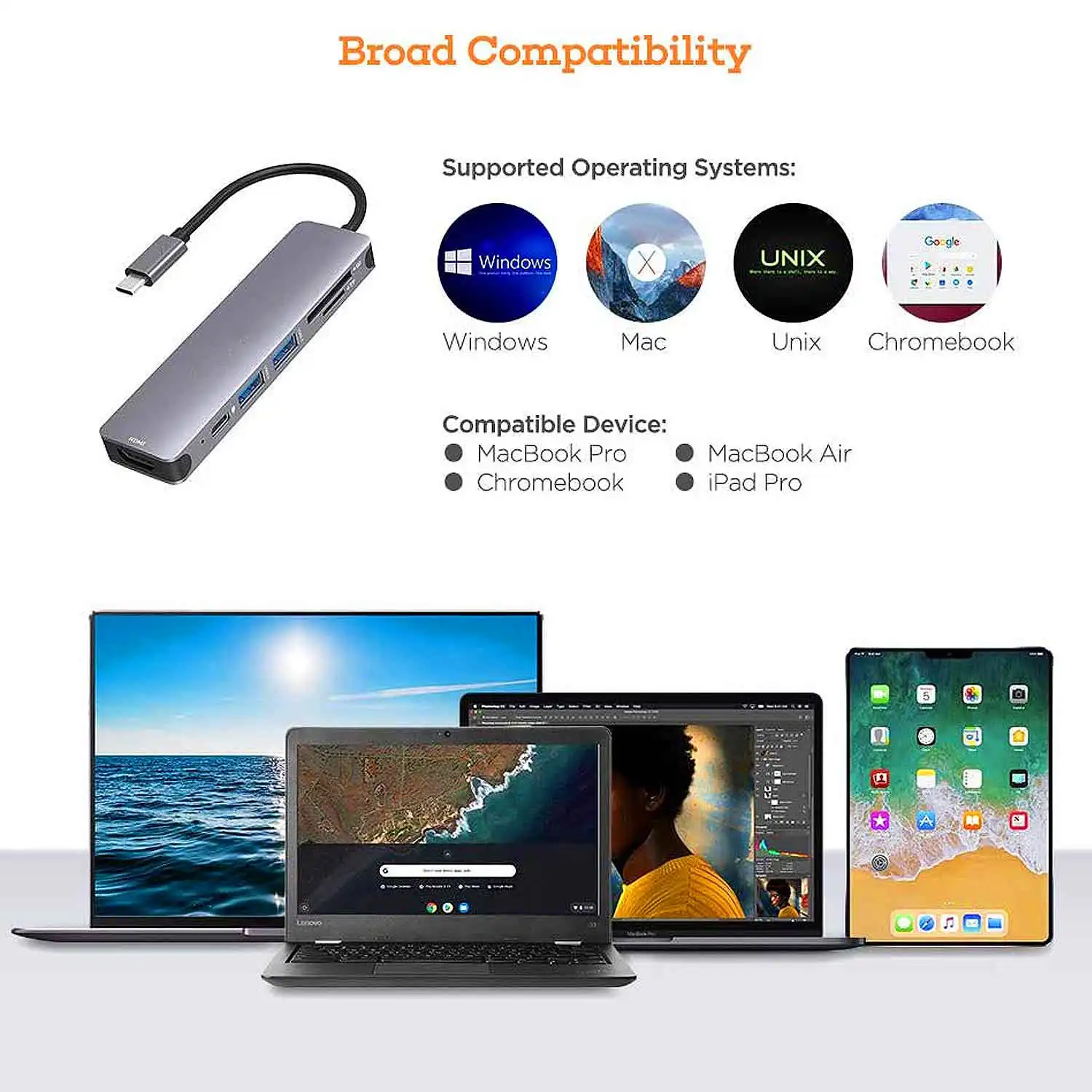 Pixlink High quality 6 in 1 Type-C Hub Multiport Dock Station with 4K HDTV USB3.0 RJ SDTF USB-C PD Charging Adapter 6 ports USB C Hubs