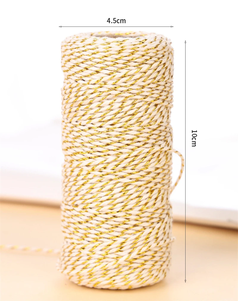 1.5mm 8 strands of colored macrame cord gold silk cotton rope Christmas gift wrapping decoration rope tag rope