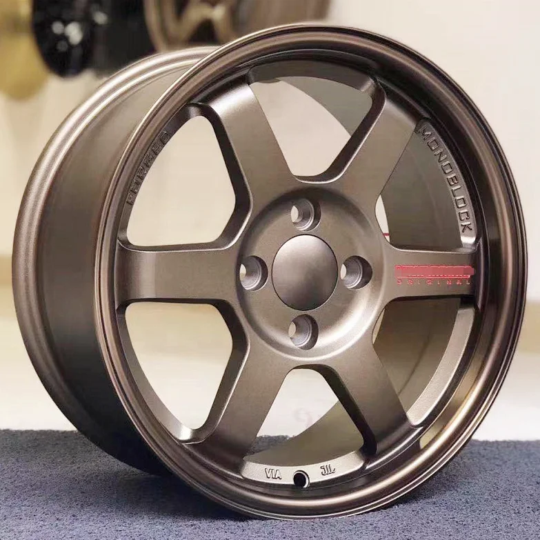 Factory Wholesale Te37 15 Inch 16 Inch 4x100 5x114.3 Sand Bronze Matt Black Aluminum Alloy Wheels Rims