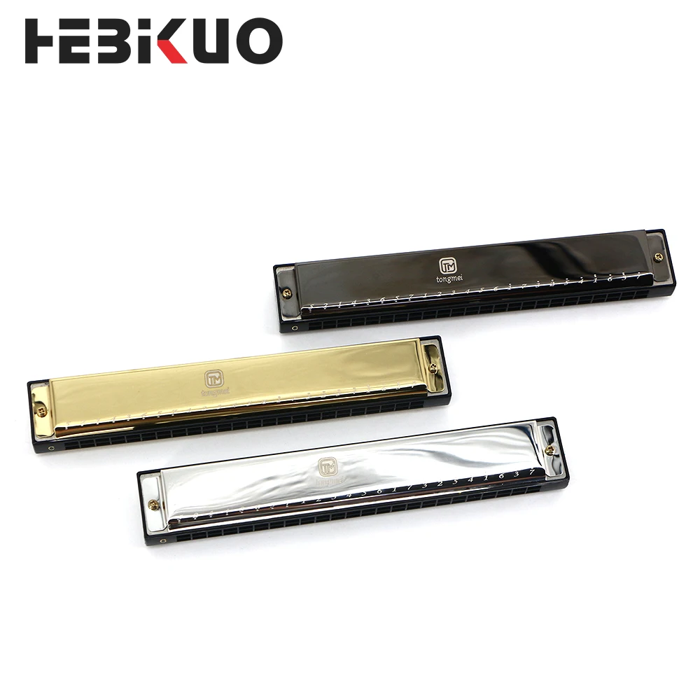 KQ24 Professional Harmonica Music Instrument Stainless Steel Mouth Organ 24 Holes Blues Harmonica For Beginners With Case