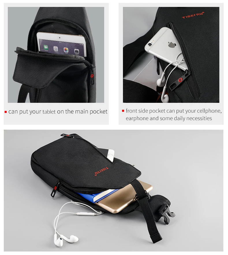  Tigernu T-B8027B Новое поступление оптовая продажа модная уличная мужская сумка через плечо для подростков нагрудная сумка-слинг