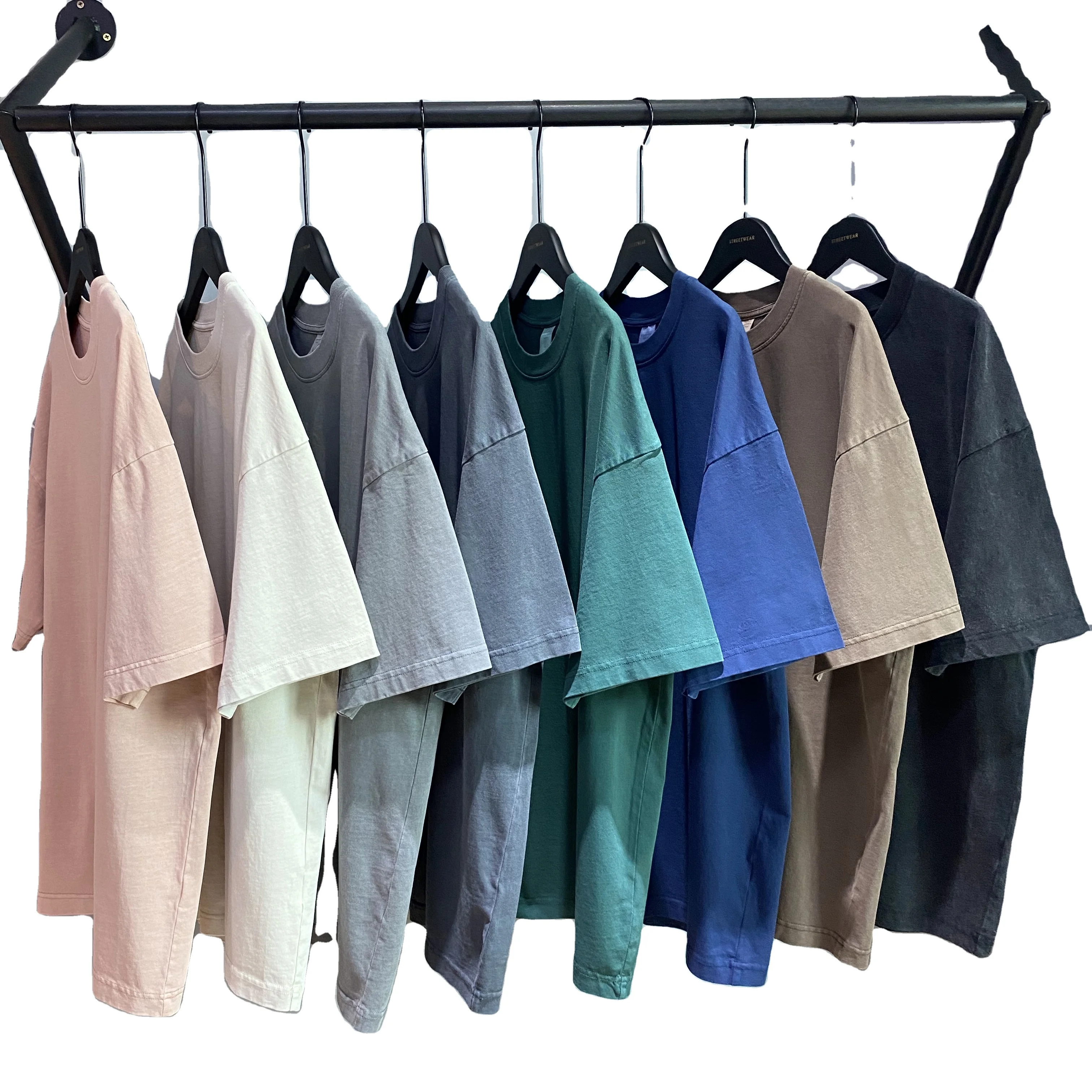 Wholesale custom combed cotton heavy tshirt 260gsm acid wash vintage t-shirt blanks oversize-t shirt for men