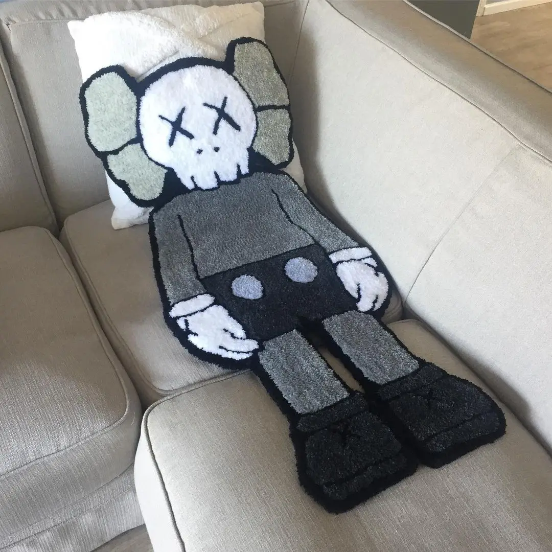Irregular pattern Custom Anime handtufted Logo Rug Bedroom Die Cut Cartoon Shaped 3D Floor Mats Kaws Custom Rug
