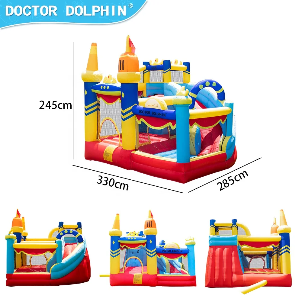 Doctor Dolphin New Fashion Crown Jumping Bed Bouncy Castle With Slide Jump Pool  For  Children Bounce House