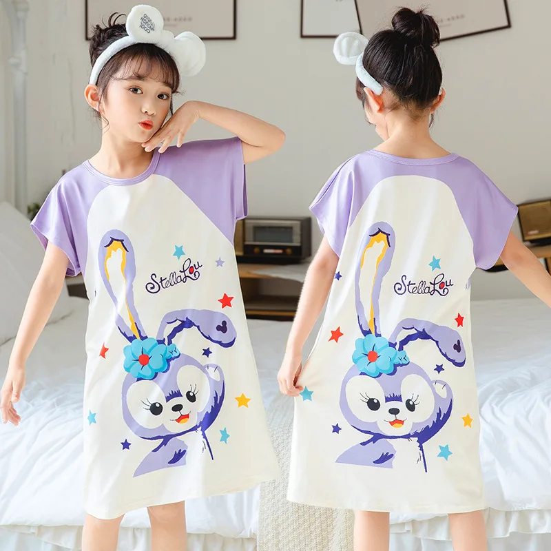 Cartoon Sleep Dress short sleeve summer spring Girls Pajamas dresses Kids Girl Night wear