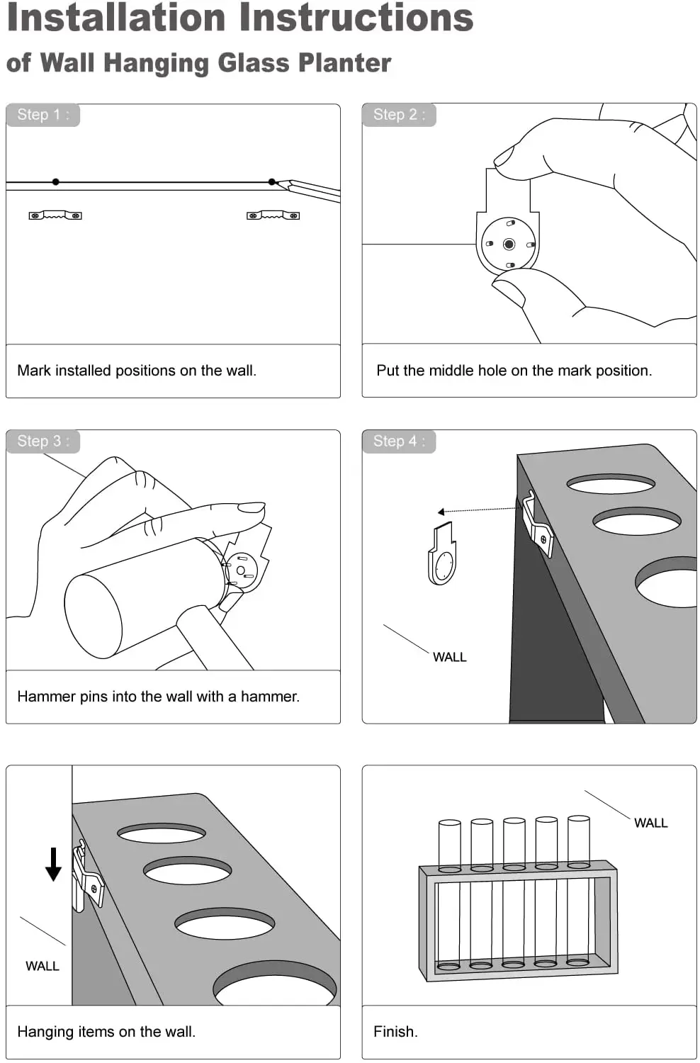 Wholesale Black Wall Hanging Glass Planter Plant Terrarium Modern Flower Bud Vase