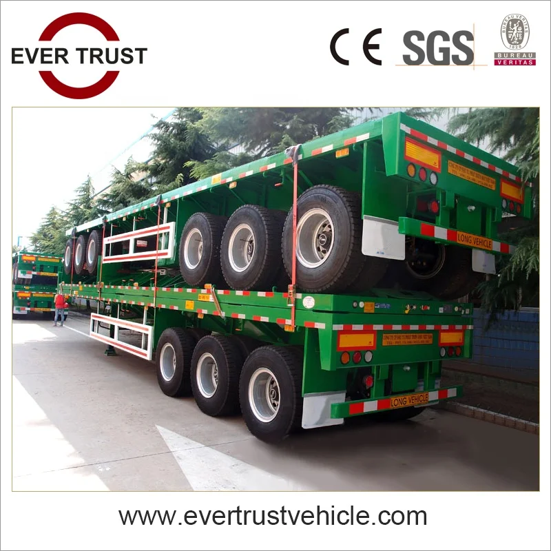 low price high quality 40 ft tri axle flatbed container trailer