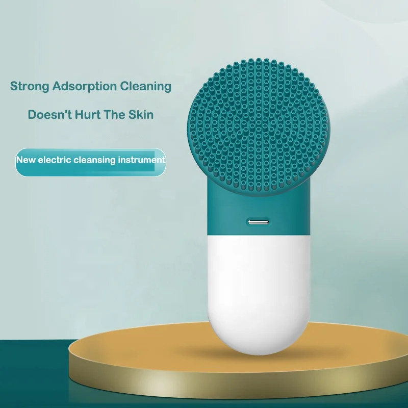 Custom Logo Mini Face Scrubber Soft Wash Facial Cleanser Silicone Korean Facial Rotary  Cleansing Brush