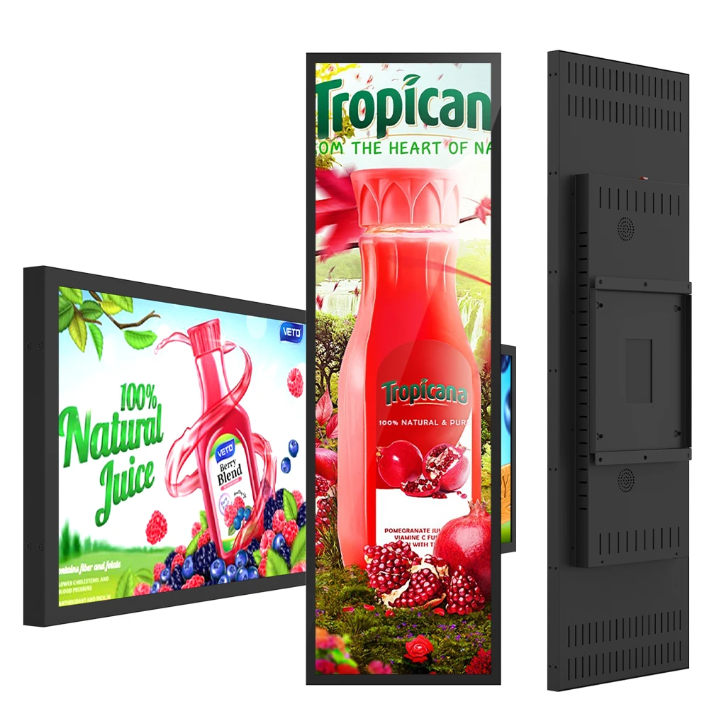 10.1 23.1 38 inch wall mounted digital advertising screens stretch bar lcd display