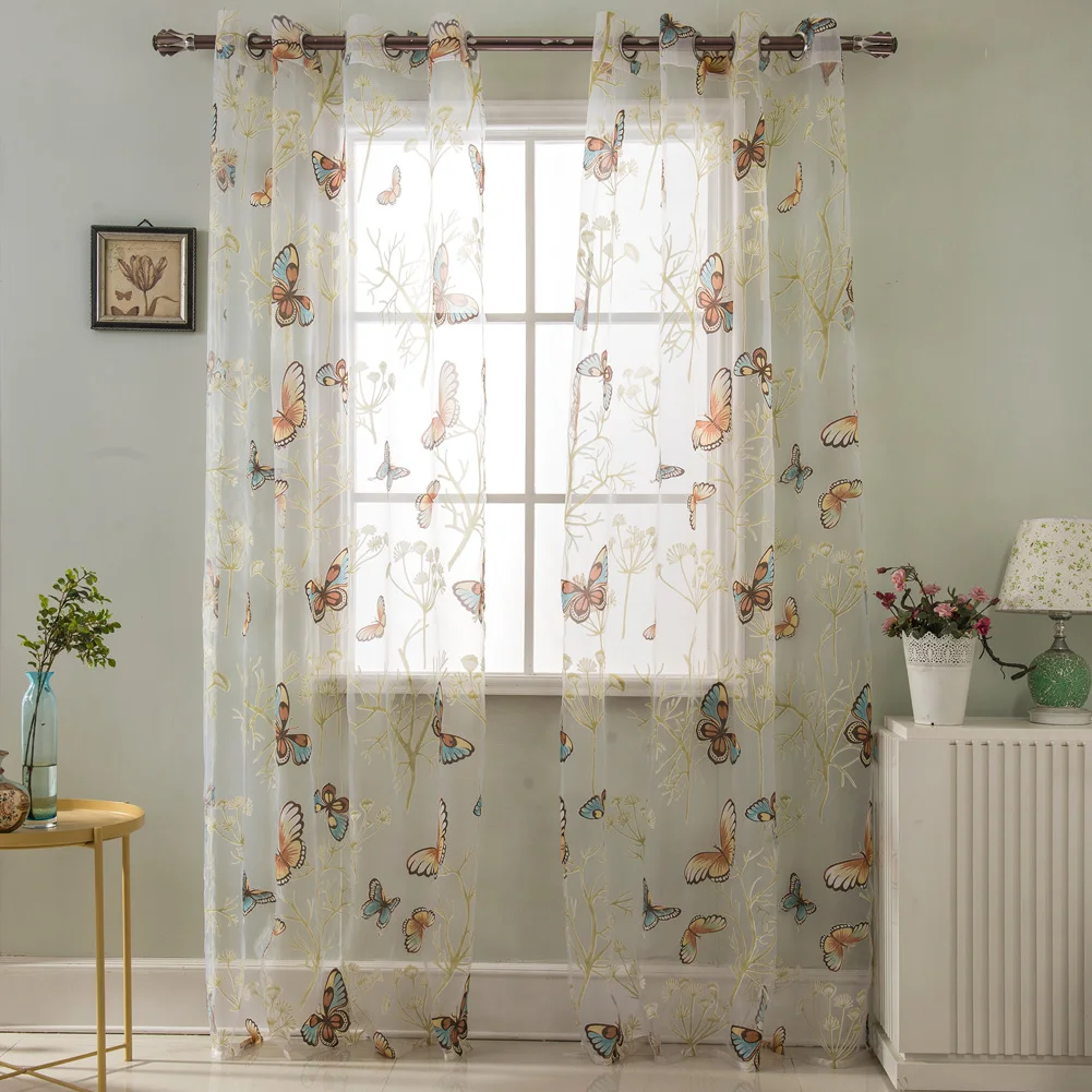 Hot Sale Latest New Classical Butterfly Pattern Sheer Curtains For Living Room
